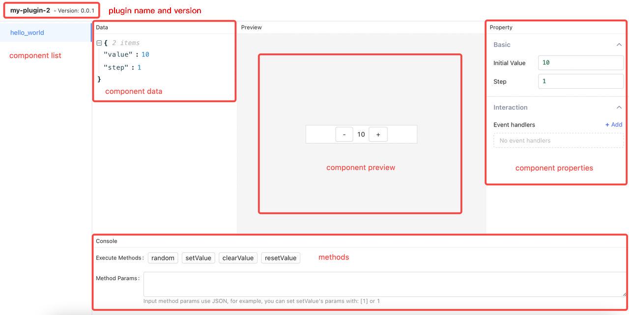 Screenshot of component development environment